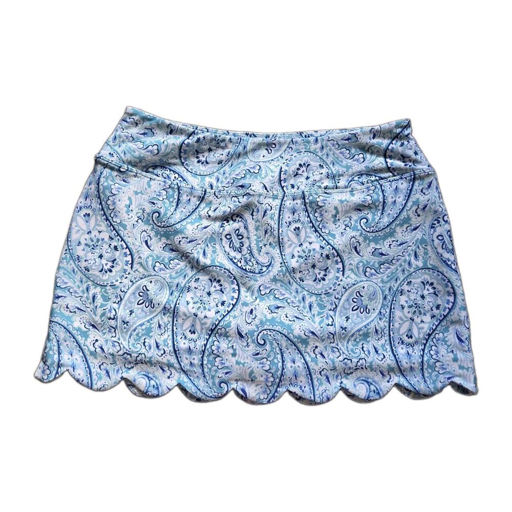 Sigrid Olsen Golf Tennis Paisley Print Scalloped Skort Athleisure Resort Size L
